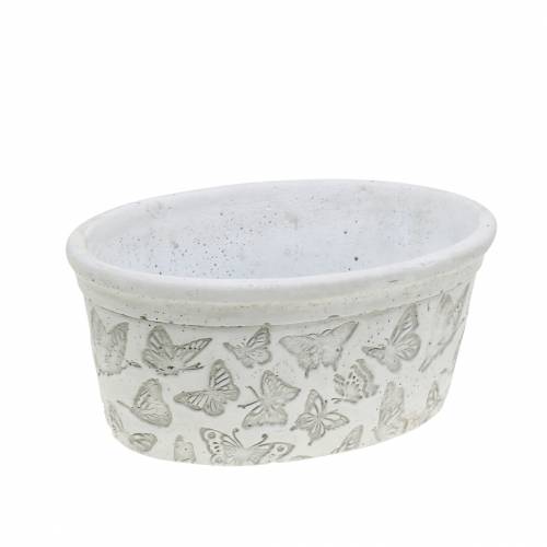 Floristik24 Cache-pot blanc avec papillons 17cm x 12cm H8cm 2pcs