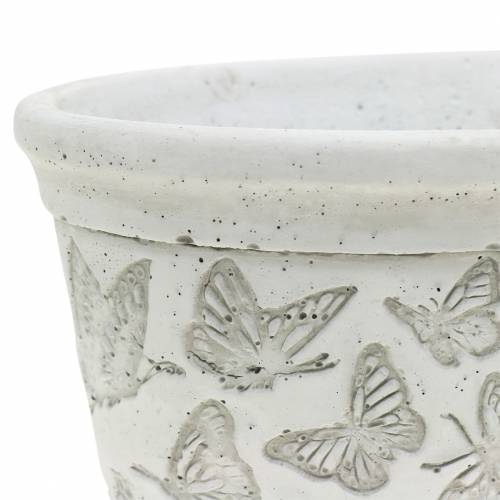 Floristik24 Cache-pot blanc avec papillons 21cm x 14cm H9.5cm 2pcs