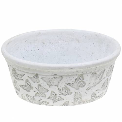 Floristik24 Cache-pot blanc avec papillons 21cm x 14cm H9.5cm 2pcs