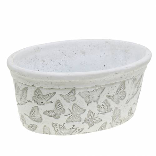 Floristik24 Cache-pot blanc avec papillons 21cm x 14cm H9.5cm 2pcs