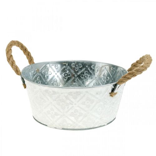 Bol décoratif argent avec poignées bol en métal pot de fleurs Ø21cm | Floristik24.fr