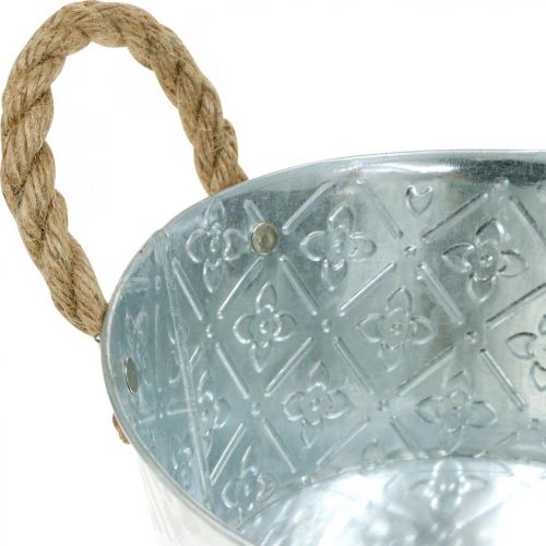 Bol décoratif argent avec poignées bol en métal pot de fleurs Ø21cm | Floristik24.fr