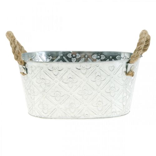 Floristik24 Bol décoratif ovale argent avec poignées bol en métal 22,5×13,5cm