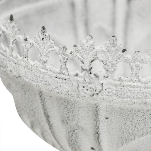 Tasse bol métal blanc bol décoratif aspect antique Ø15,5cm