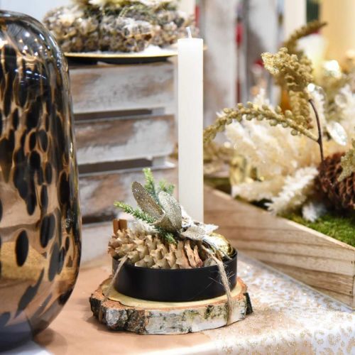 Floristik24 Bol décoratif avec bougeoir métal noir Ø10,5cm 4pcs