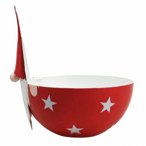 Article Bol déco gnome rouge, métal blanc Ø14cm H16cm Bol Père Noël