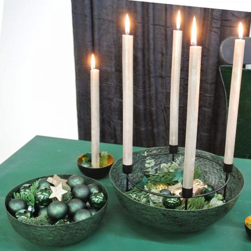 Floristik24 Bol décoratif bol jardinière en métal vert vintage Ø31cm