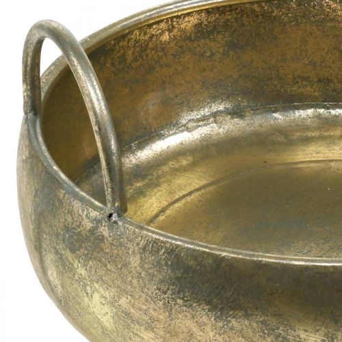 Floristik24 Jardinière bol en métal avec anse aspect antique doré Ø31cm
