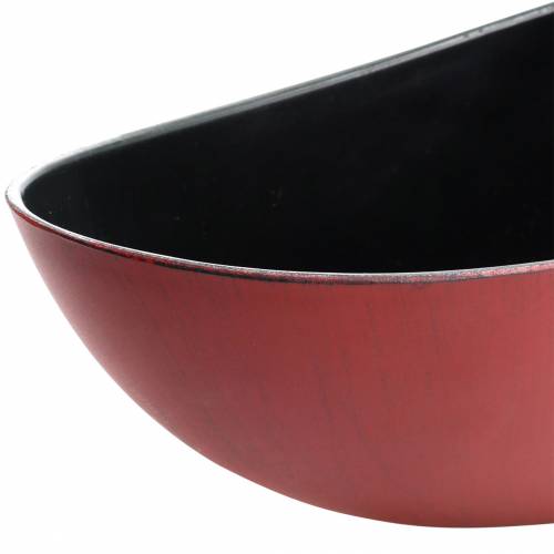 Floristik24 Bol décoratif ovale rouge, noir 38,5cm x 12,5cm H10cm