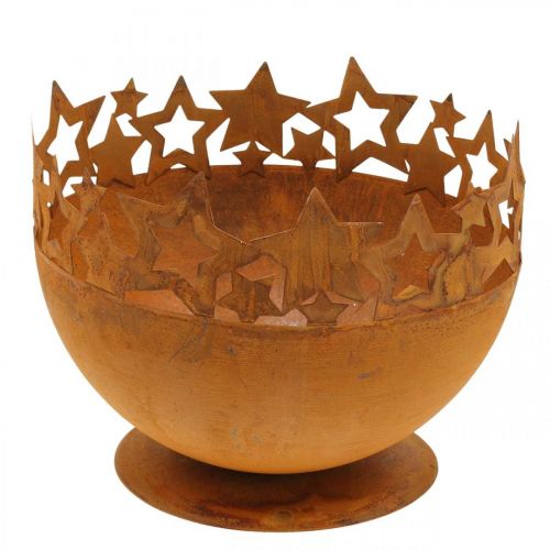 Floristik24 Bol en métal avec étoiles, décoration de Noël, vase décoratif patine Ø25cm H20,5cm