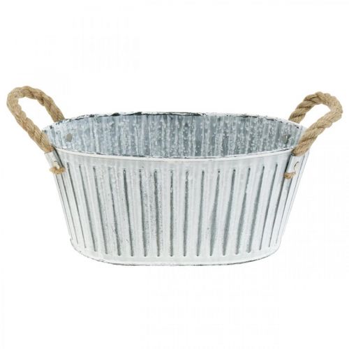 Floristik24 Jardinière avec poignées, coupe à fleurs en métal, coupelle décorative à planter L28cm