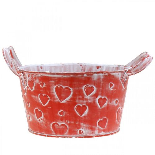 Floristik24 Bol en métal motif coeur, jardinière, bol jardinière avec anses Ø17,5cm
