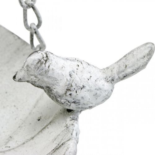Article Coupe décorative pour panier à fleurs suspendu métal blanc L62cm Ø31cm