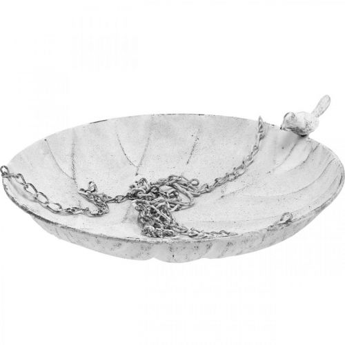 Article Coupe décorative pour panier à fleurs suspendu métal blanc L62cm Ø31cm