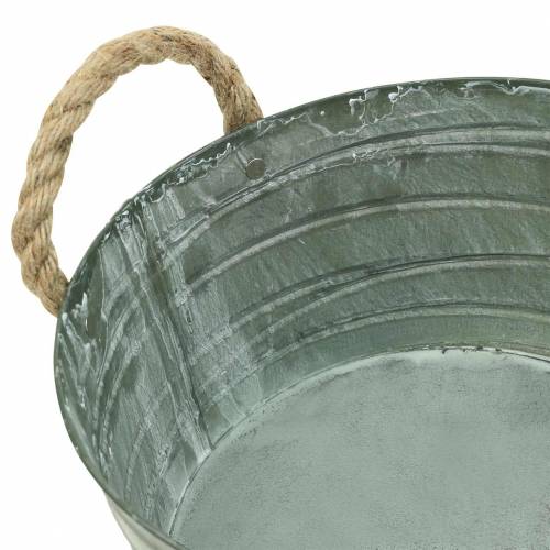 Floristik24 Bol zinc motif enroulement anses corde blanc lavé Ø21cm H11cm