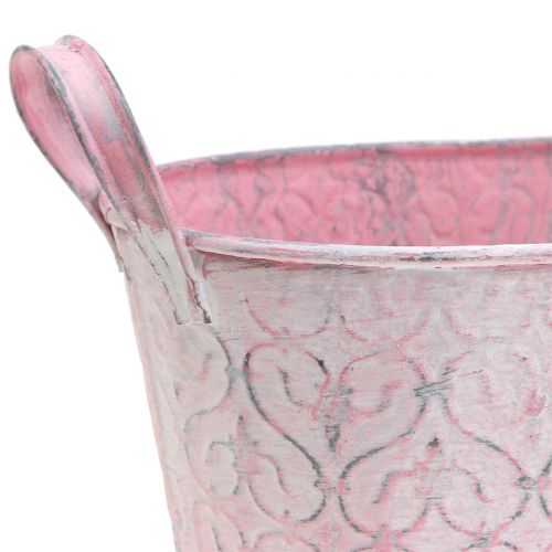 Floristik24 Jardinière bac en zinc décor rose 25,5cm x 13,5cm H12cm