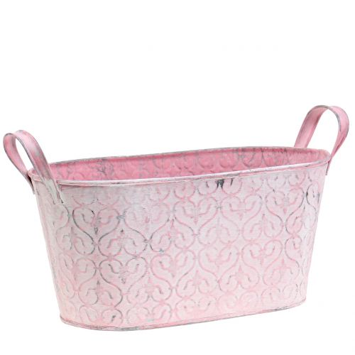 Floristik24 Jardinière bac en zinc décor rose 25,5cm x 13,5cm H12cm