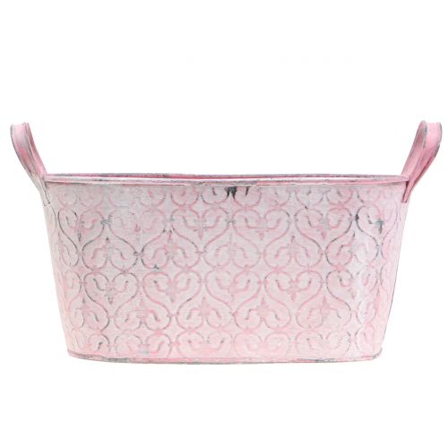 Floristik24 Jardinière bac en zinc décor rose 25,5cm x 13,5cm H12cm