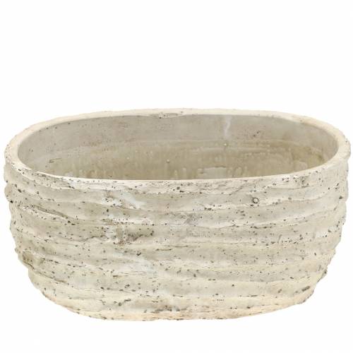 Floristik24 Cache-pot ovale blanc antique 27cm x 16cm H13cm