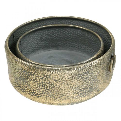 Article Bol décoratif cache-pot en métal aspect antique doré Ø37/31cm lot de 2