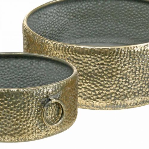 Article Bol décoratif cache-pot en métal aspect antique doré Ø37/31cm lot de 2