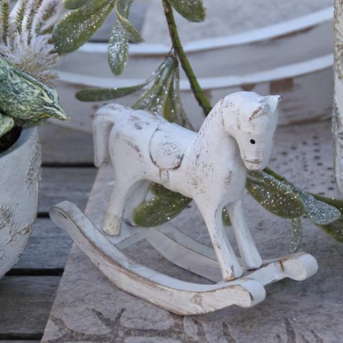 Floristik24 Cheval à bascule décoratif Noël blanc marron 26x6x23cm