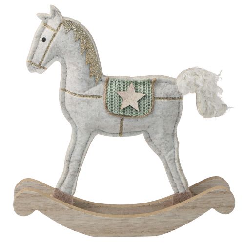 Article Décoration cheval à bascule Noël crème 20x4,5x22cm 2 pcs