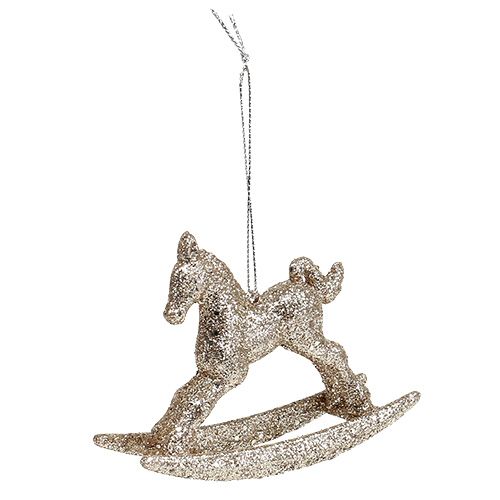 Floristik24 Cheval à bascule or 7,5cm avec paillettes 6pcs