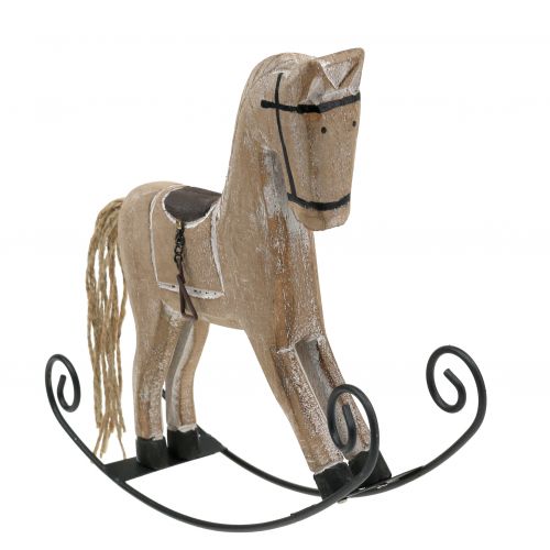 Cheval à bascule 17cm x 22cm blanc lavé