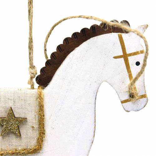 Floristik24 Cheval à bascule à suspendre bois blanc H17cm 3pcs Noël style vintage