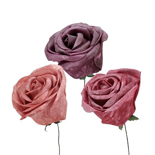 Floristik24 Mélange de roses en mousse en rouge Ø7cm 12pcs
