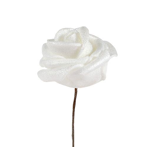 Floristik24 Roses en mousse blanches avec nacre Ø2,5cm 120 pcs