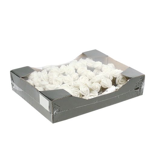Floristik24 Roses en mousse blanches avec nacre Ø2,5cm 120 pcs