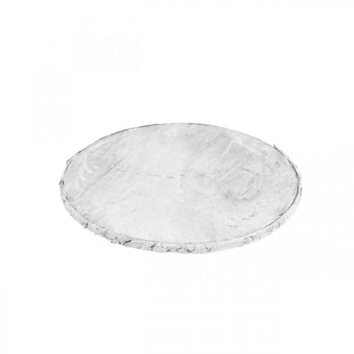 Floristik24 Disque en bois déco avec sous-verre blanc écorce contreplaqué Ø20cm