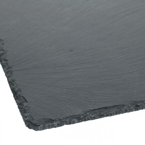 Article Assiette en ardoise carrée, plateau décoratif pierre naturelle 25×25cm 2pcs