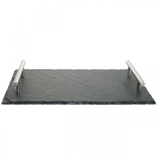 Floristik24 Plateau en ardoise avec anses, plateau déco, plat de service 30x20cm