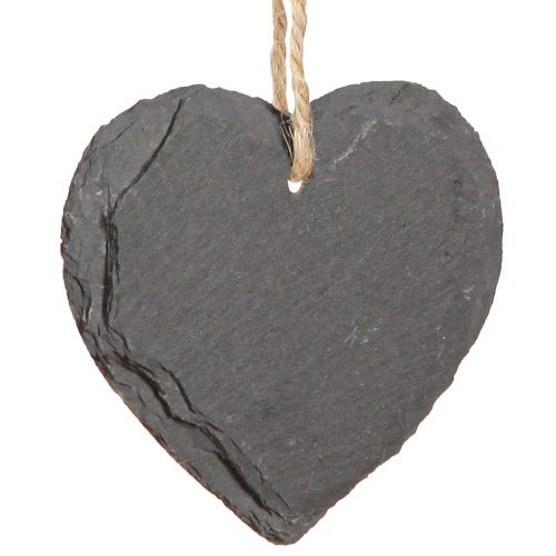 Floristik24 Ardoise petit coeur à suspendre noir 7,5cm 6pcs