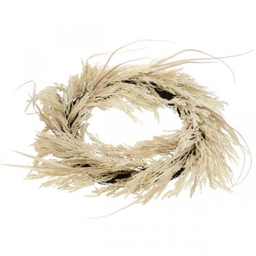 Floristik24 Déco couronne herbe de pampa et roseau artificiel crème 70cm