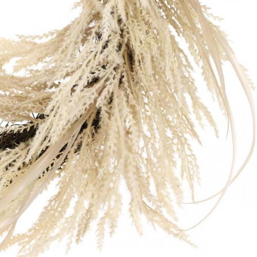 Déco couronne herbe de pampa et roseau artificiel crème 70cm
