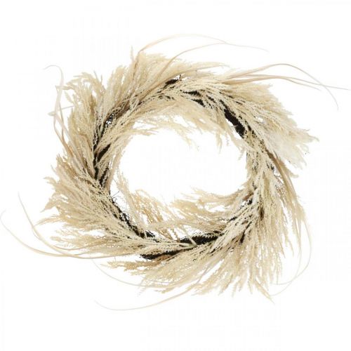 Floristik24 Déco couronne herbe de pampa et roseau artificiel crème 70cm