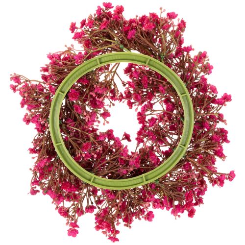 Couronne décorative en gypsophile artificielle rose-rouge 30 cm | Floristik24.fr
