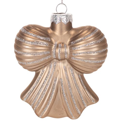 Décoration de Noël en verre, pendentifs nœud, 10 cm, deux tons bruns, lot de 2 | Floristik24.fr