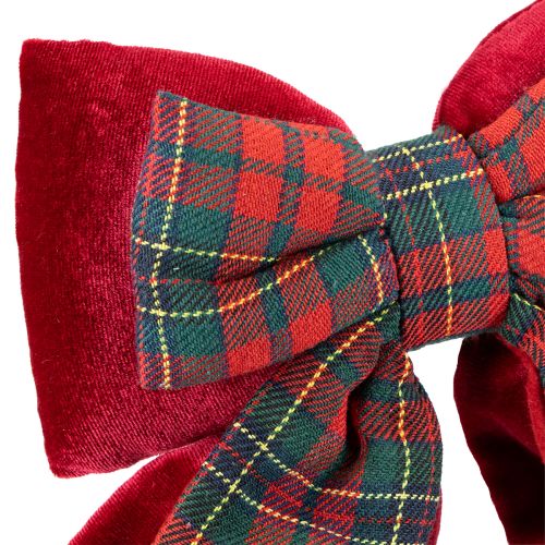 Floristik24 Nœud en velours écossais rouge pour intérieur 21 × 23 cm