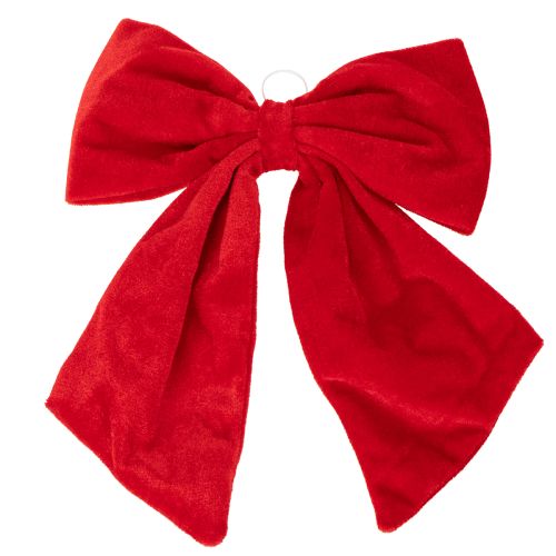 Lot de 3 nœuds décoratifs en tissu rouge 28 cm pour Noël | Floristik24.fr