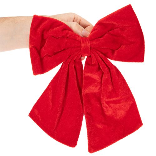 Lot de 3 nœuds décoratifs en tissu rouge 28 cm pour Noël | Floristik24.fr