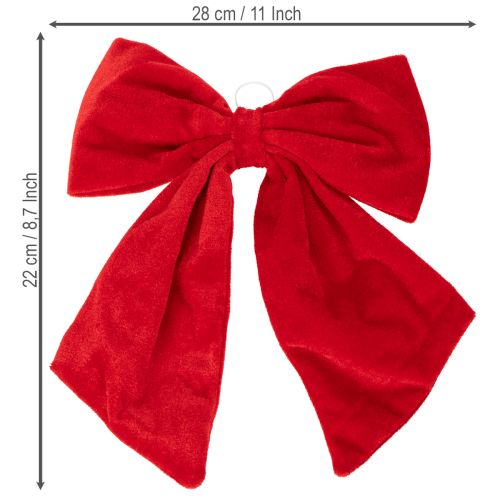Lot de 3 nœuds décoratifs en tissu rouge 28 cm pour Noël | Floristik24.fr