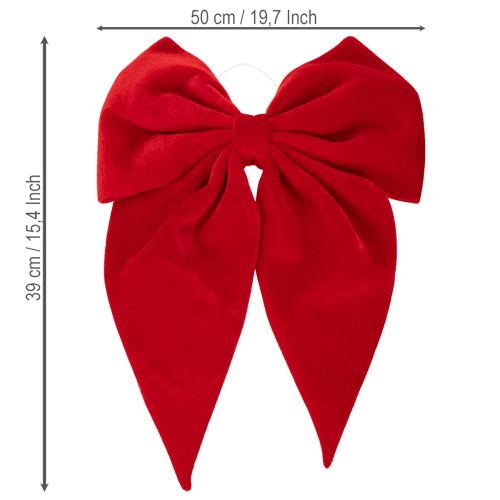 Grande boucle décorative en velours rouge 50 cm pour fenêtres et portes | Floristik24.fr