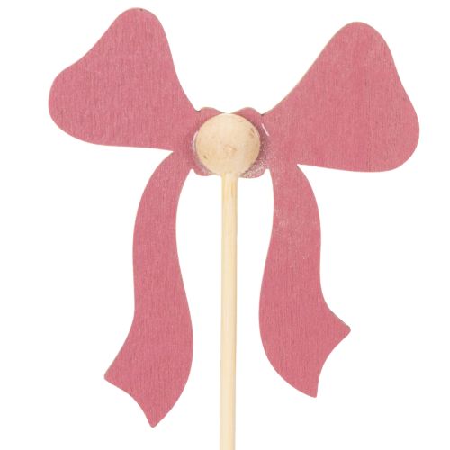 Lot de 12 Piques Décoratives en Bois avec Nœud 32 cm Rouge et Rose | Floristik24.fr