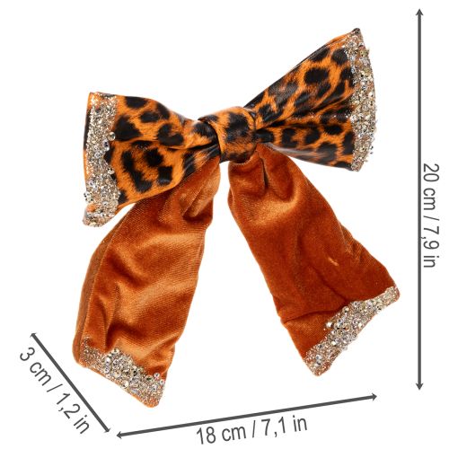 Lot de 3 nœuds décoratifs 20 cm motif léopard en tissu avec clip métallique | Floristik24.fr