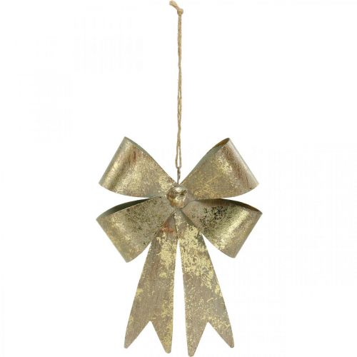 Article Boucles en métal, pendentif de Noël, décoration de l'Avent doré, aspect antique H18cm L12.5cm 2pcs